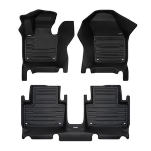 A set of black TuxMat car floor mats for Volvo XC90 Recharge models.