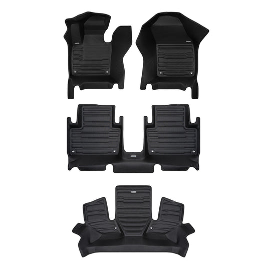 A set of black TuxMat car floor mats for Volvo XC90 Recharge models.