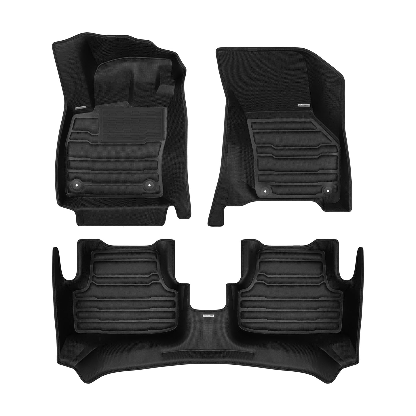 A set of black TuxMat car floor mats for Audi A3 models.