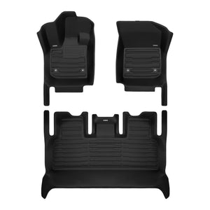 A set of black TuxMat car floor mats for Fisker Ocean models.