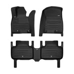 A set of black TuxMat car floor mats for Genesis GV80 models.
