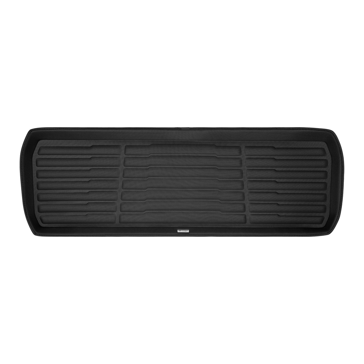 A set of black TuxMat trunk mats for Rivian R1T models.