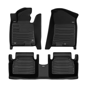 A set of black TuxMat car floor mats for Hyundai Sonata models.
