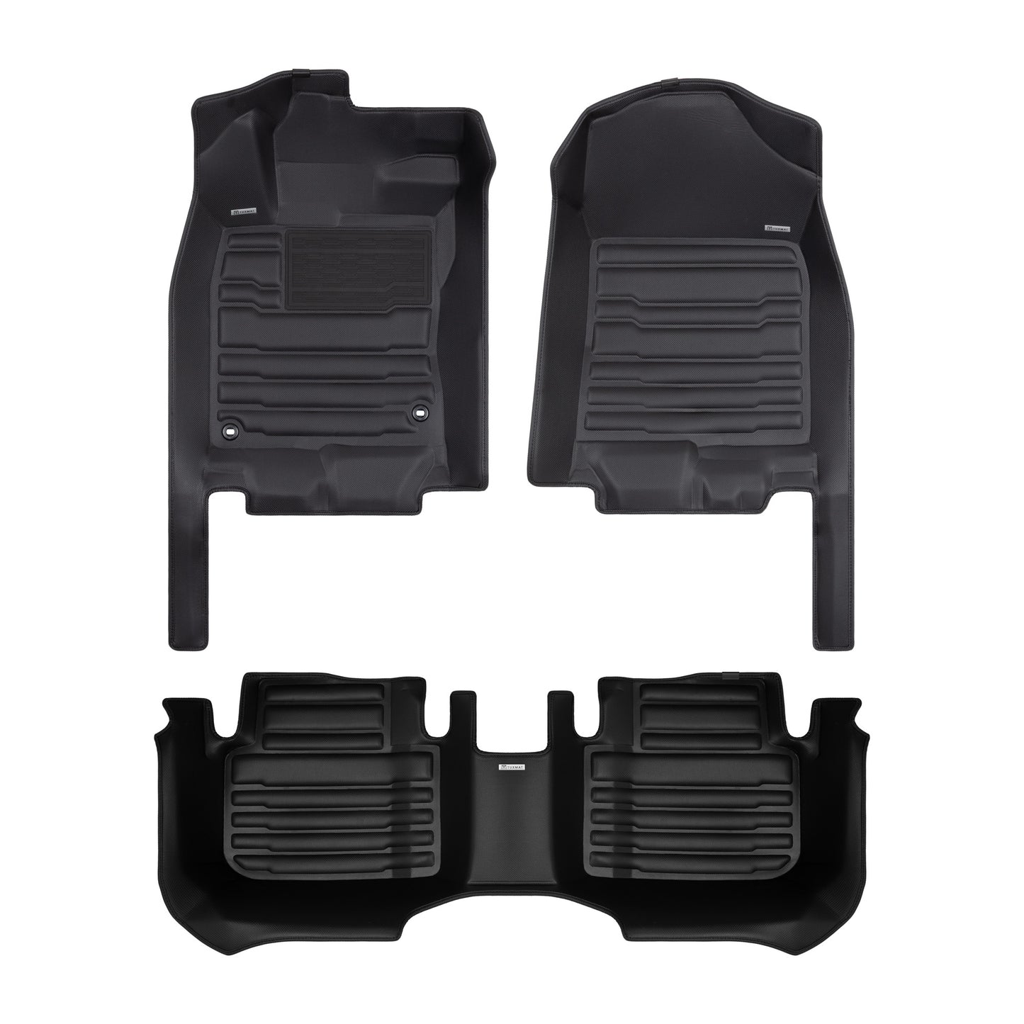 A set of black TuxMat car floor mats for Honda Civic models.
