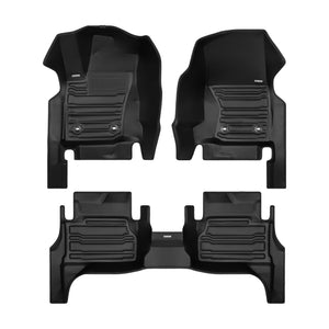 A set of black TuxMat car floor mats for Toyota Tacoma models.
