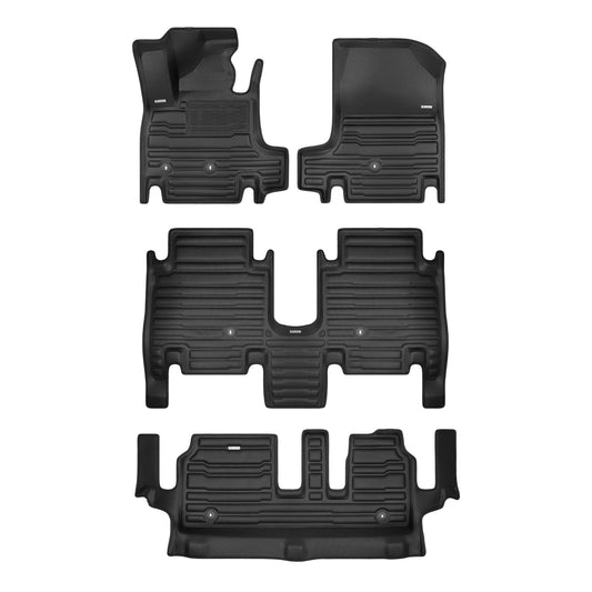 A set of black TuxMat car floor mats for Hyundai Ioniq 9 models.