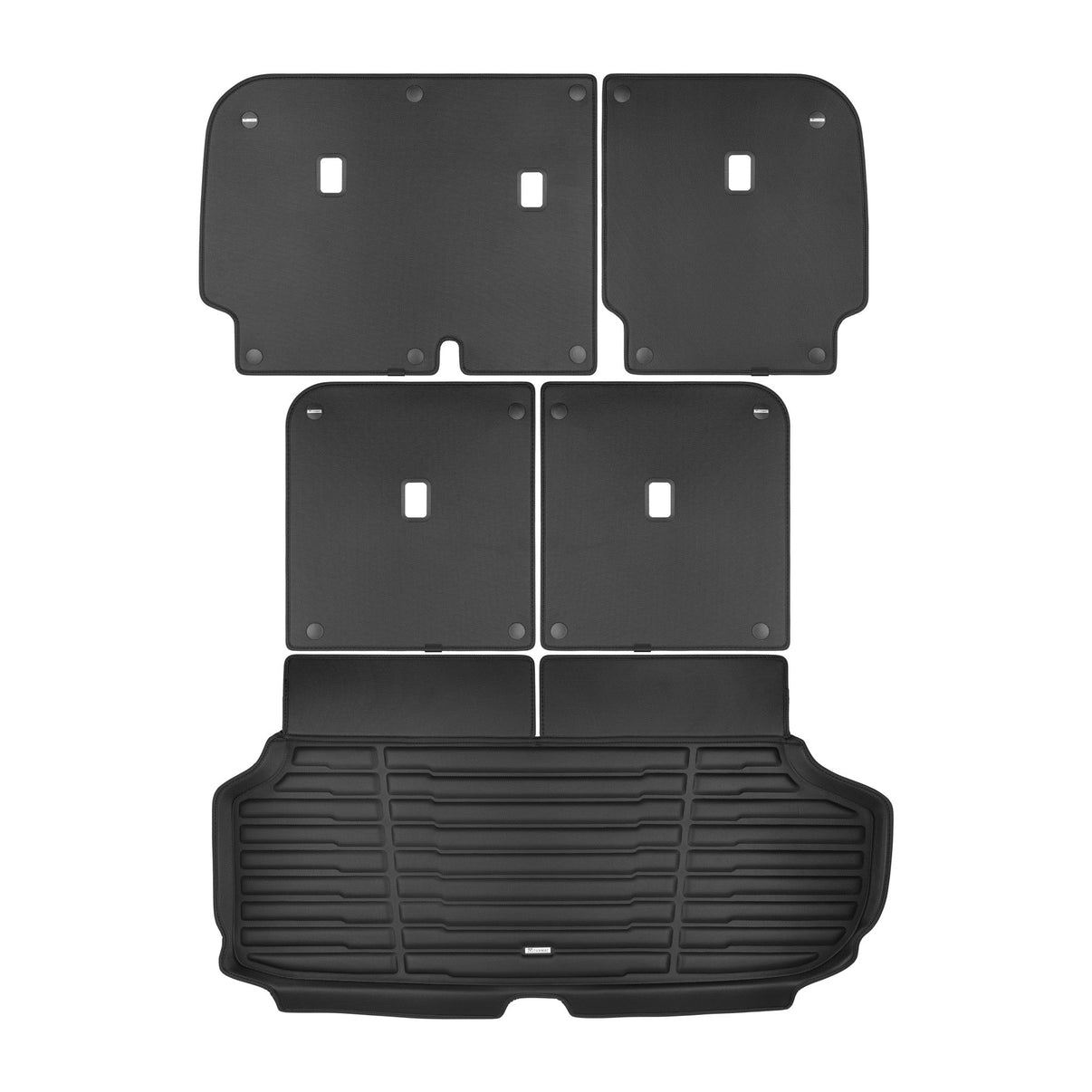 A set of black TuxMat trunk mats for Hyundai Ioniq 9 models.