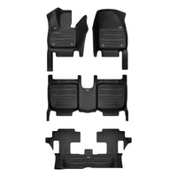 A set of black TuxMat car floor mats for VinFast VF9 models.