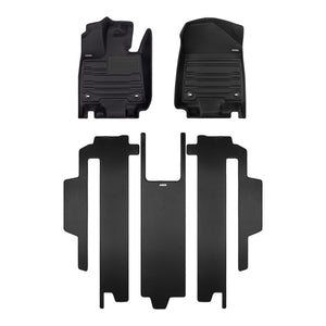 A set of black TuxMat car floor mats for Toyota Sienna models.