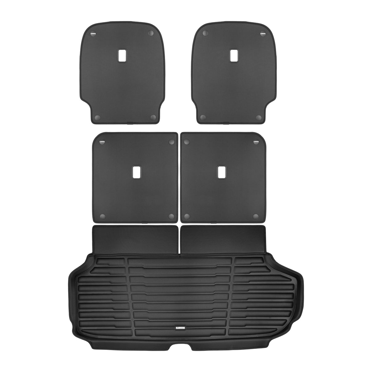 A set of black TuxMat trunk mats for Hyundai Ioniq 9 models.