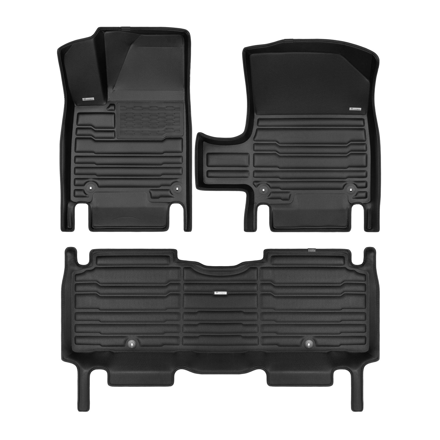 A set of black TuxMat car floor mats for Hyundai Ioniq models.