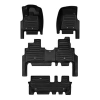 A set of black TuxMat car floor mats for Infiniti QX80 models.