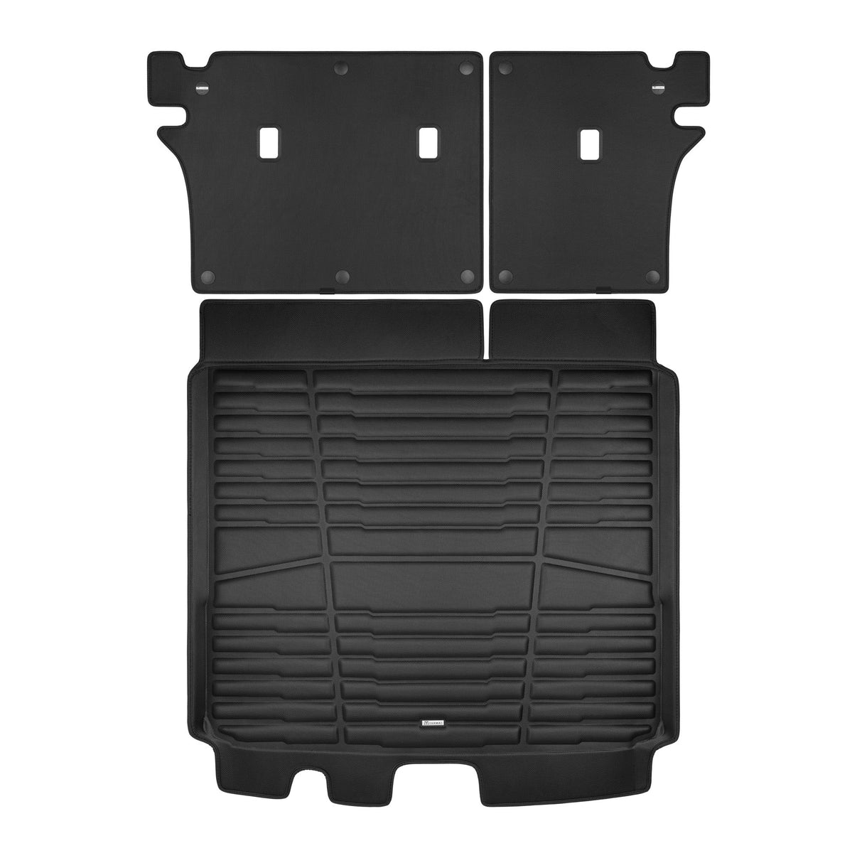 A set of black TuxMat trunk mats for Nissan Murano models.