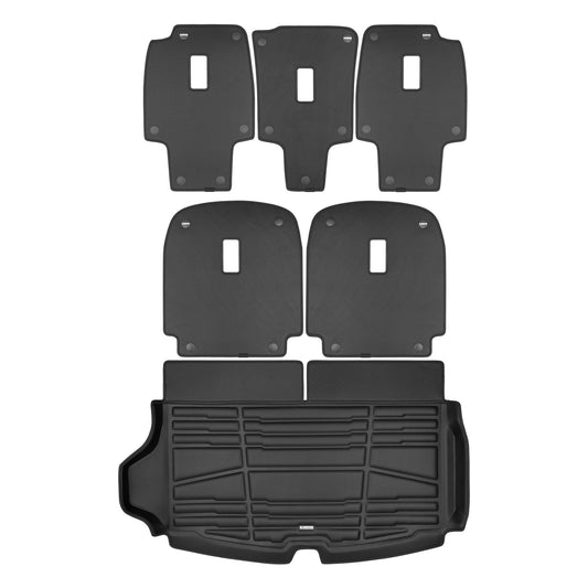 A set of black TuxMat trunk mats for Volvo EX90 models.