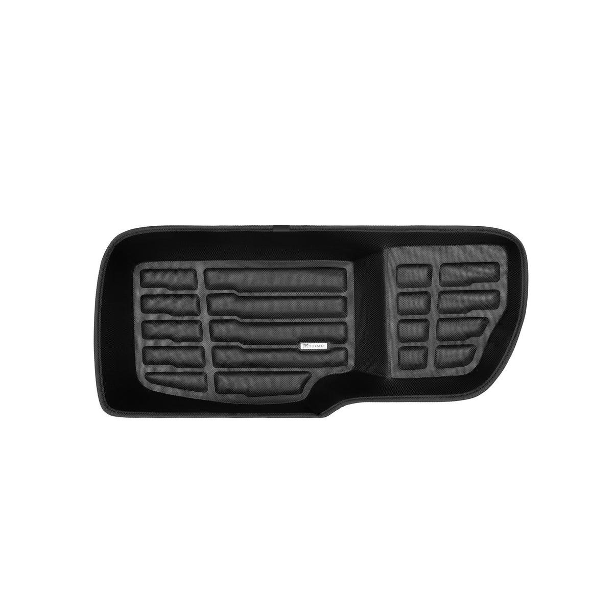 A set of black TuxMat trunk mats for Volvo EX90 models.