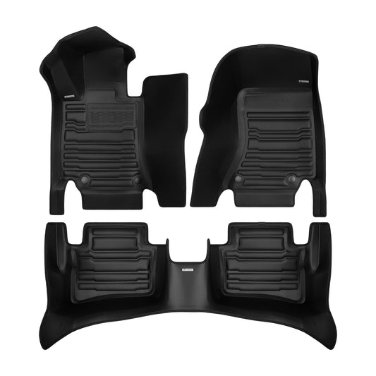 A set of black TuxMat car floor mats for Mercedes-Benz AMG E-Class models.