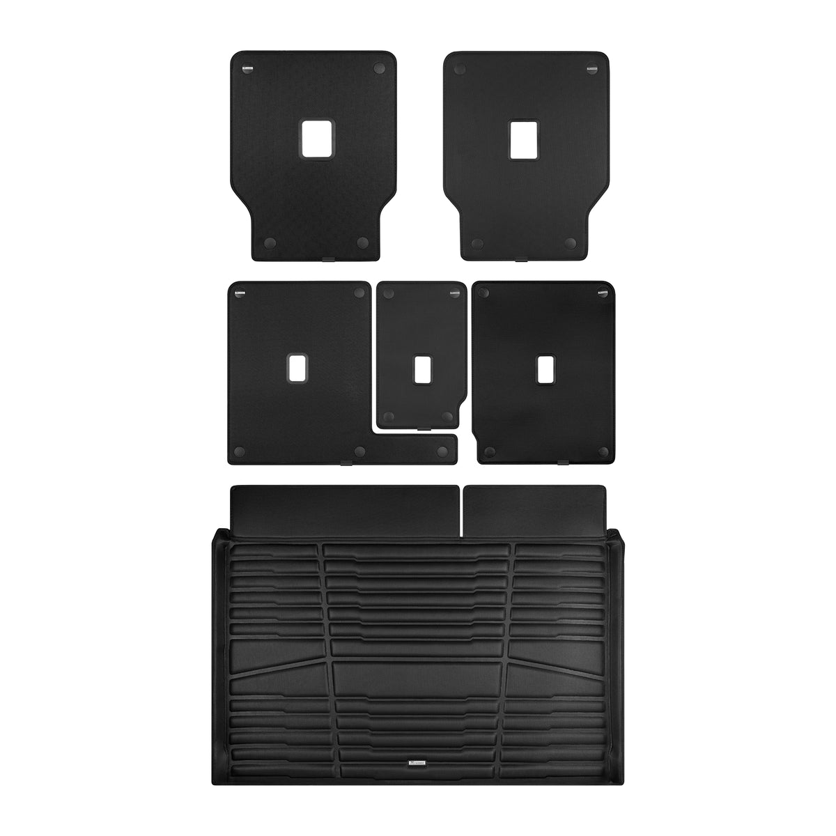 A set of black TuxMat car floor mats for Ford Expedition models.
