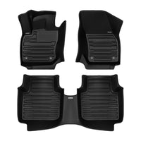 A set of black TuxMat car floor mats for Volkswagen Tiguan models.