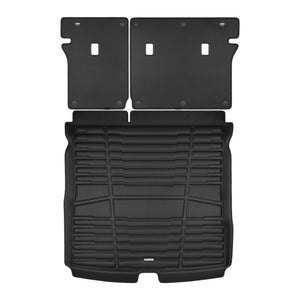 A set of black TuxMat trunk mats for Volkswagen Tiguan models.