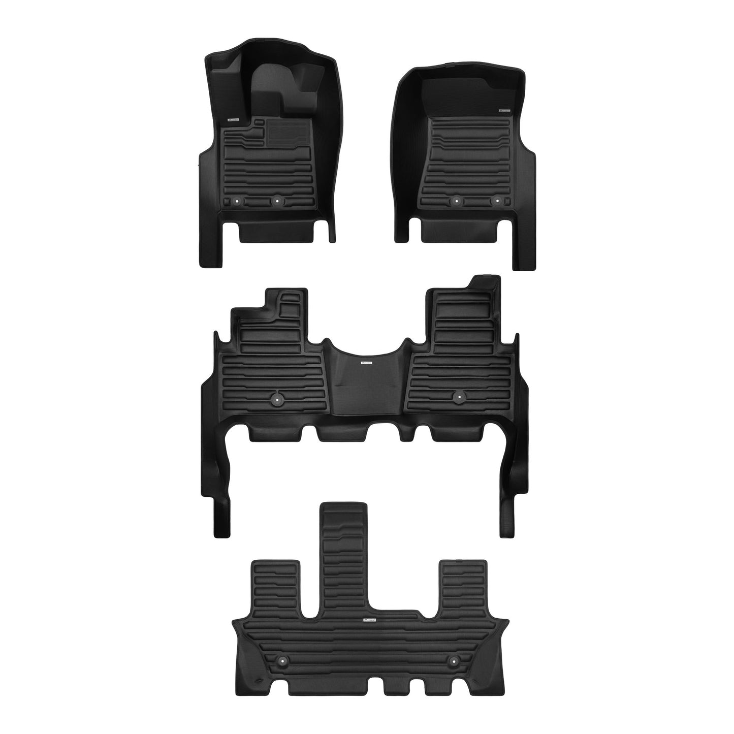 A set of black TuxMat car floor mats for Nissan Armada 7-Seater models.