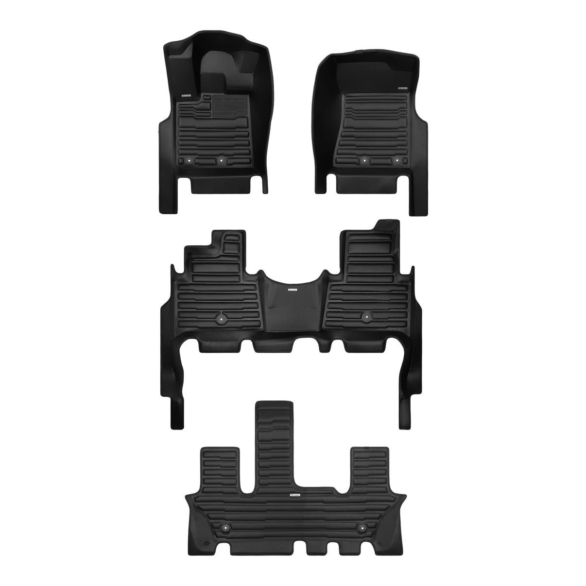 A set of black TuxMat car floor mats for Infiniti QX80 models.