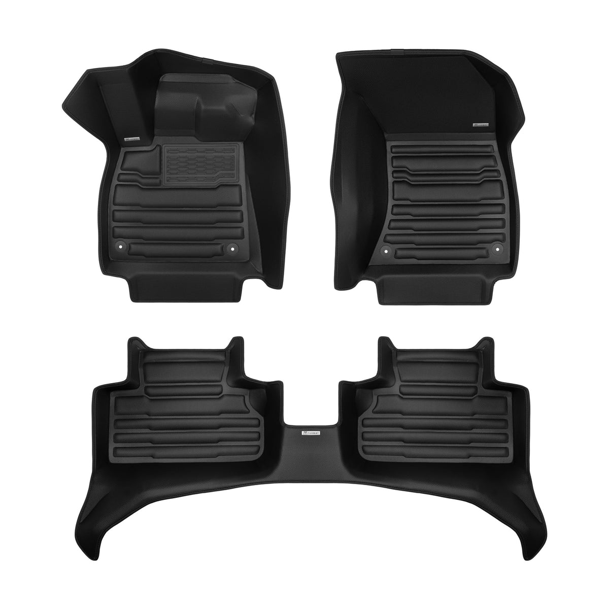 A set of black TuxMat car floor mats for Audi Q5/Q5 Sportback/SQ5/SQ5 Sportback 3rd Generation models.