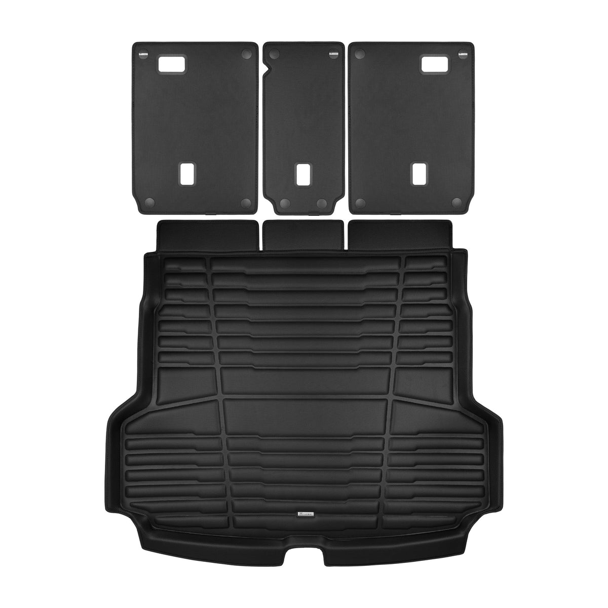 A set of black TuxMat trunk mats for Audi Q5/Q5 Sportback/SQ5/SQ5 Sportback 3rd Generation models.