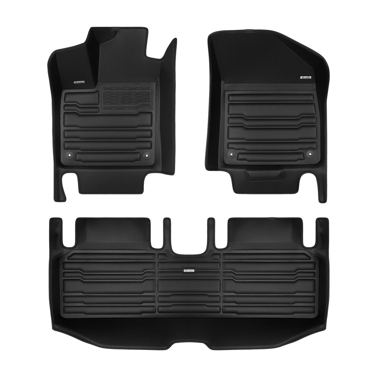 A set of black TuxMat car floor mats for Kia EV4 models.