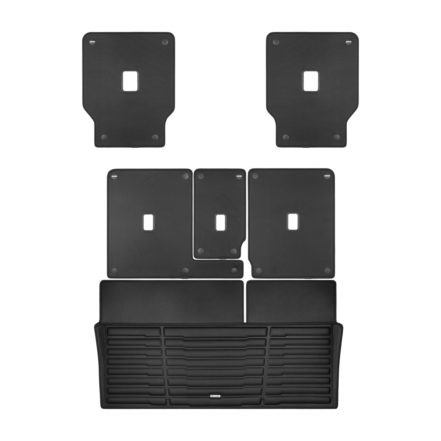 A set of black TuxMat trunk mats for Lincoln Navigator models.