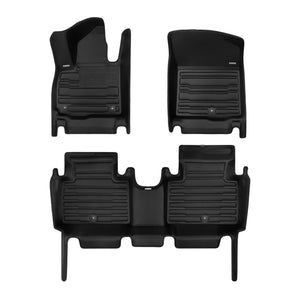 A set of black TuxMat car floor mats for Hyundai Palisade models.