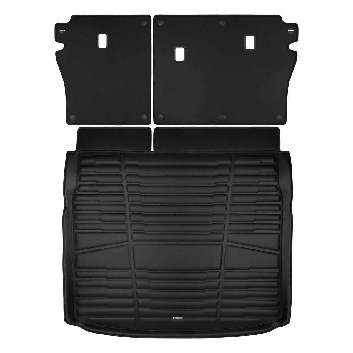 A set of black TuxMat trunk mats for Polestar 4 models.