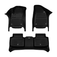 A set of black TuxMat car floor mats for Jeep Cherokee models.