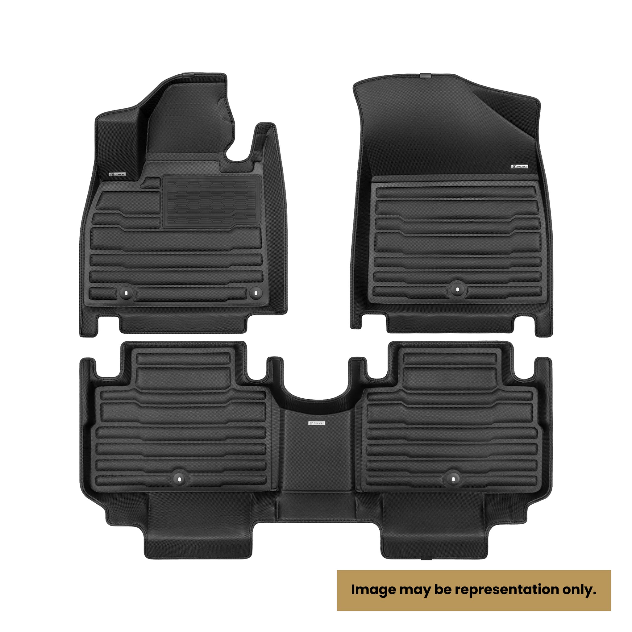 A set of black TuxMat car floor mats for Audi Q6 e-Tron models.