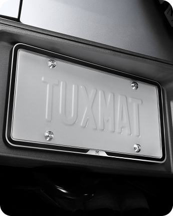 TuxMat license plate case on a vehicle