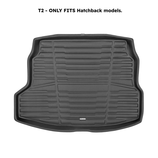 A set of black TuxMat trunk mats for Honda Civic models.