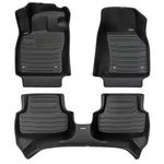 A set of black TuxMat car floor mats for Volkswagen Golf models.