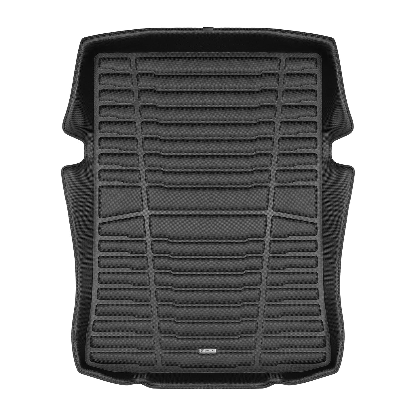 A set of black TuxMat trunk mats for BMW 5-Series models.