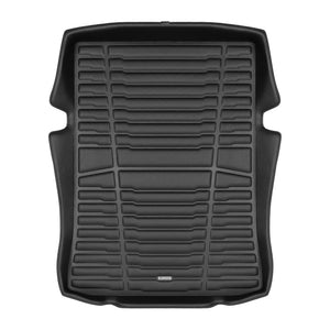 A set of black TuxMat trunk mats for BMW 5-Series models.