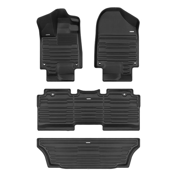 A set of black TuxMat car floor mats for Honda Odyssey models.