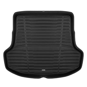 A set of black TuxMat trunk mats for Kia Stinger models.