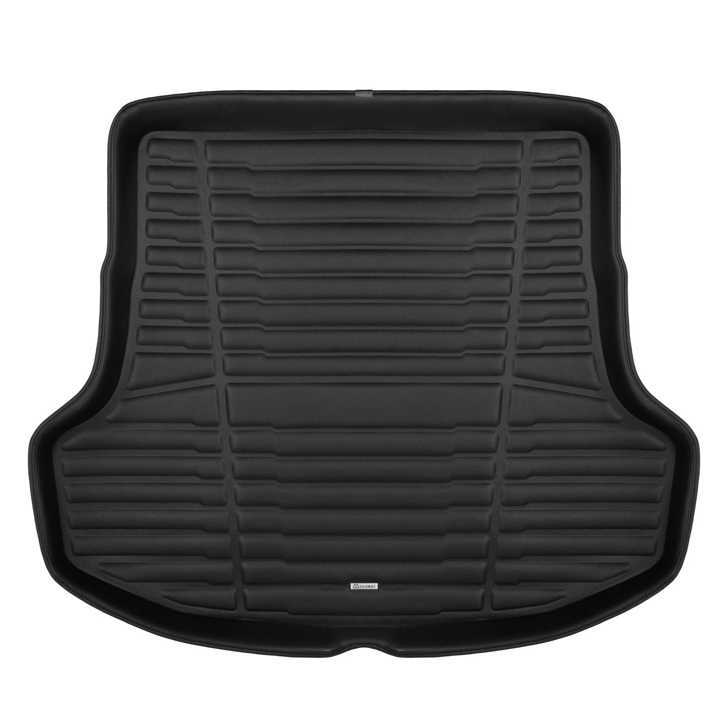 A set of black TuxMat trunk mats for Kia Stinger models.
