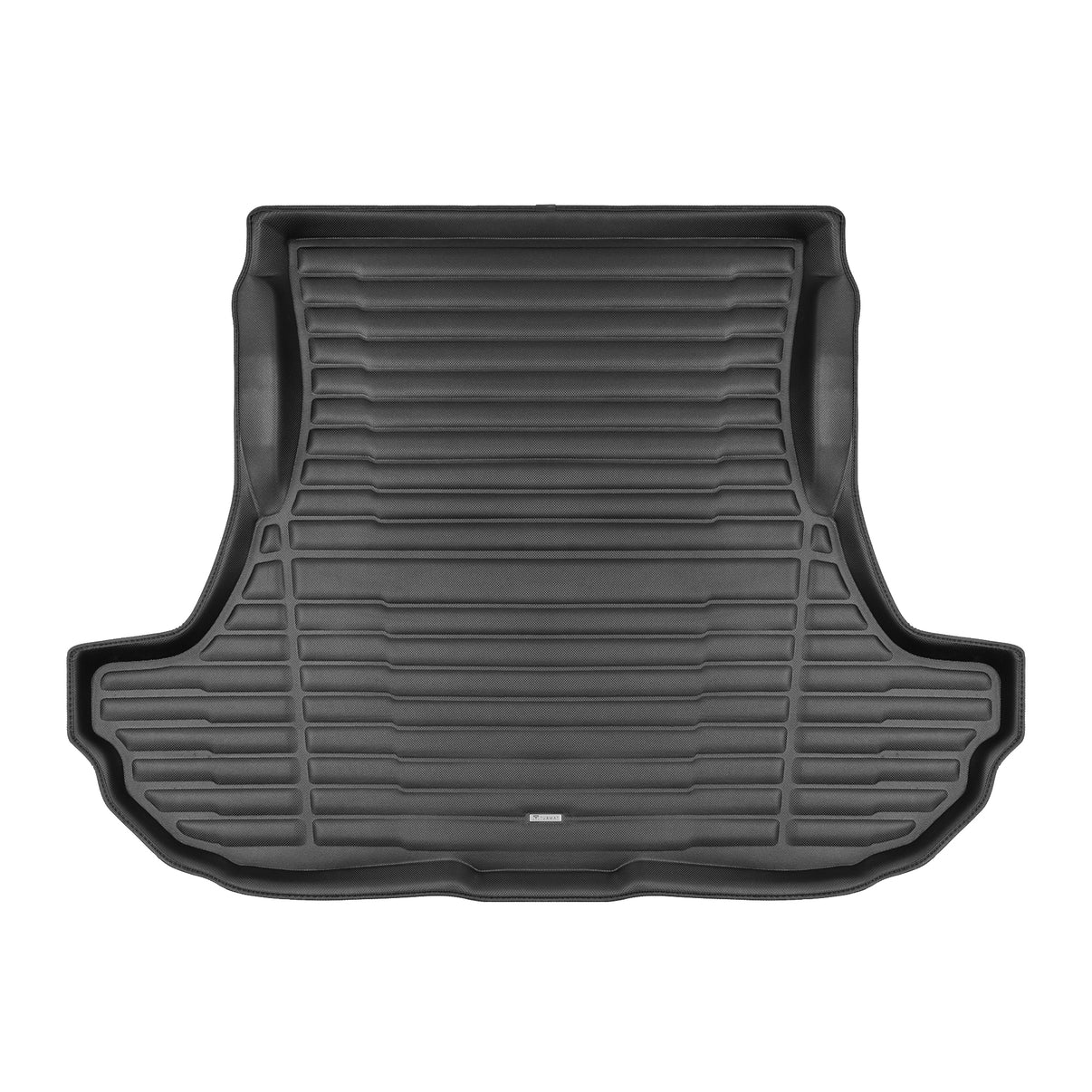 A set of black TuxMat trunk mats for Dodge Challenger models.