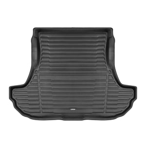 A set of black TuxMat trunk mats for Dodge Challenger models.