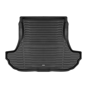 A set of black TuxMat trunk mats for Dodge Challenger models.