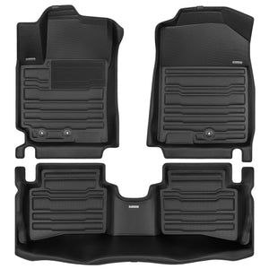 A set of black TuxMat car floor mats for Kia Rio models.