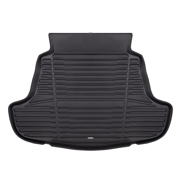 A set of black TuxMat trunk mats for Toyota Camry models.