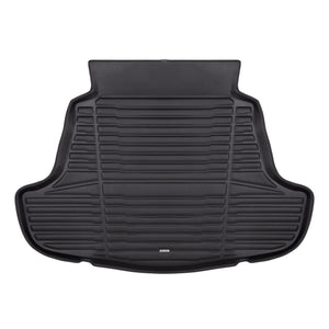 A set of black TuxMat trunk mats for Toyota Camry models.