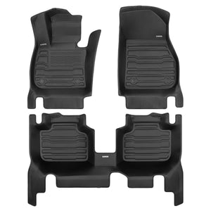 A set of black TuxMat car floor mats for BMW X2 models.