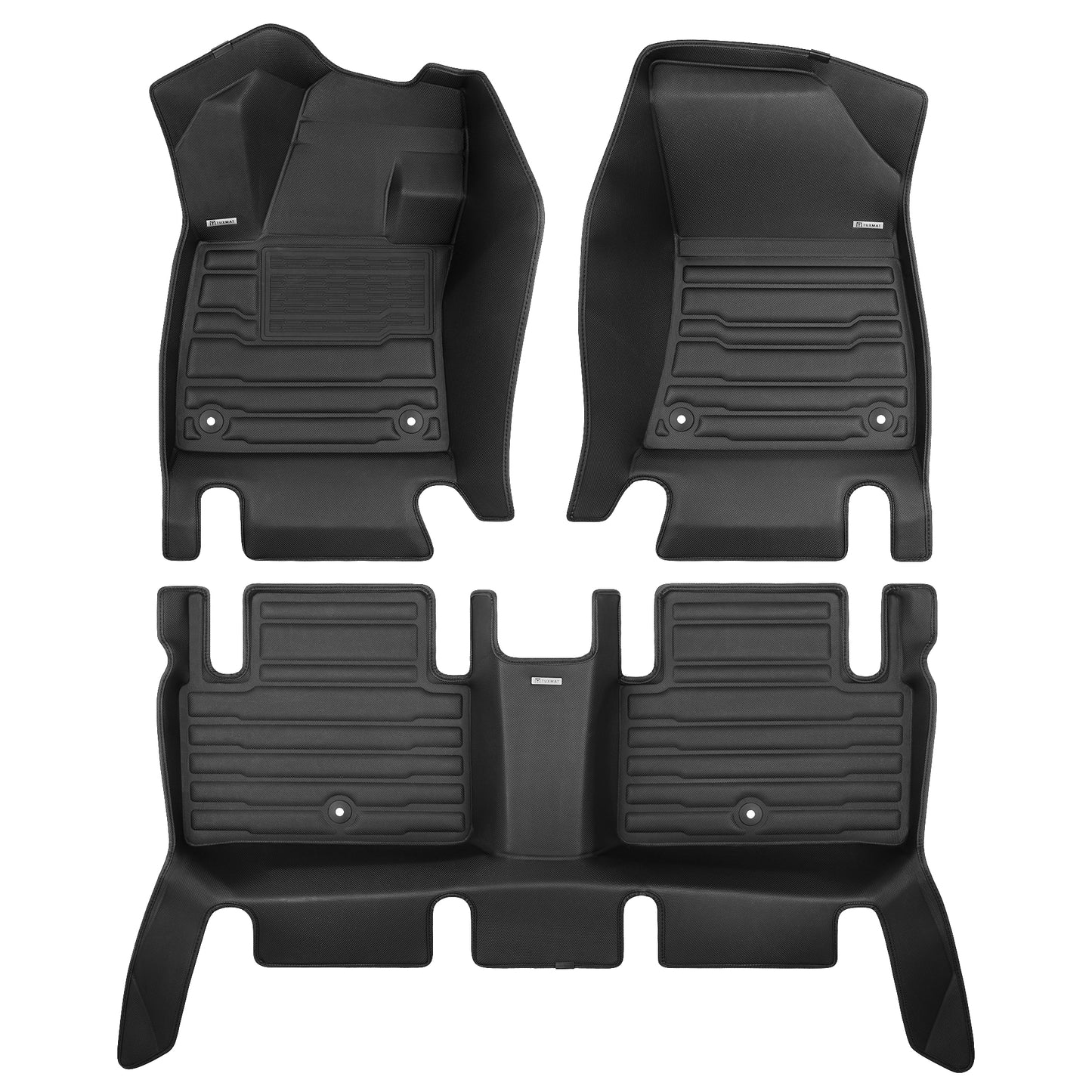 A set of black TuxMat car floor mats for Infiniti QX50 models.