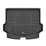 A set of black TuxMat trunk mats for Jaguar E-Pace models.